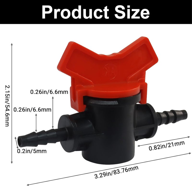 OSVJE 4PCS 1/4" ID in Line Hose Barbed Ball Valve Shut-Off Switch - Stable Plastic, Easy Installation, Leak-Free Design for Aquarium, Garden, and Micro Irrigation Systems, Black - Image 2